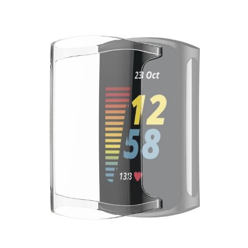 Fitbit Charge 5 TPU Electroplating Protective Case Cover - Transparent White - 1