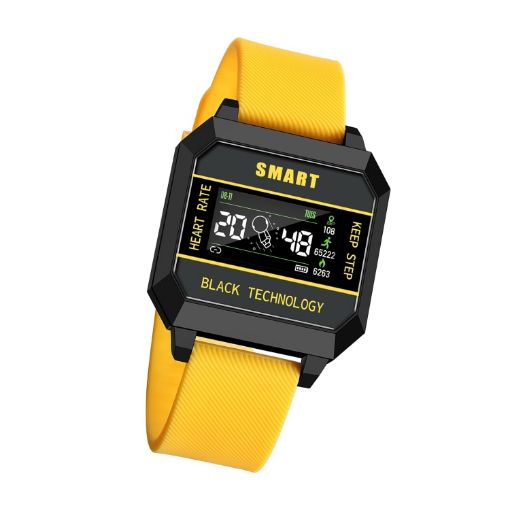 F8 0.96" TFT Waterproof Smart Watch - Sleep, Heart & BP Monitor (Yellow) - 1