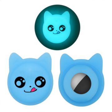Fluorescent Blue Pet Collar Silicone Case for AirTag - Anti-lost Tracker - 1