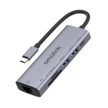 Amalink 95122D Type-C/USB-C to RJ45 + 2 USB Ports + PD 3.0 HUB Grey - 1