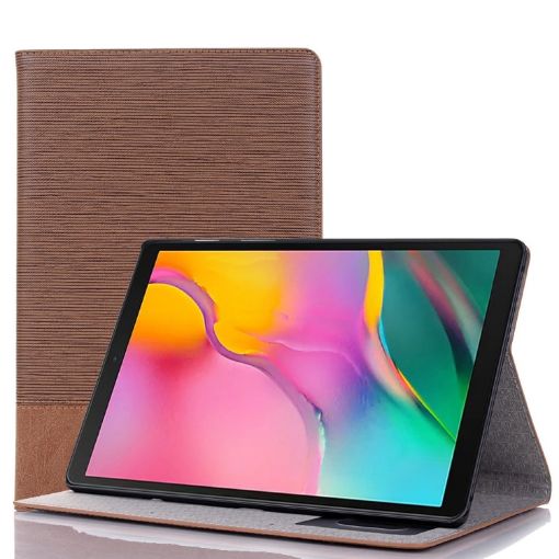Samsung Galaxy Tab A7 T500 Leather Case, Light Brown, Cross Texture - 1
