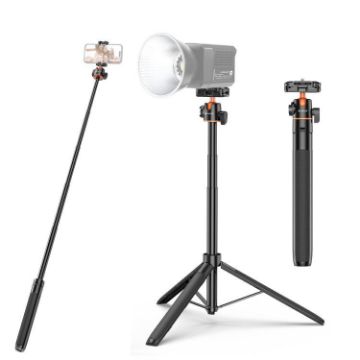 PULUZ 1.4m Selfie Stick Tripod with Phone Clip for Vlog & Live Streaming - 1