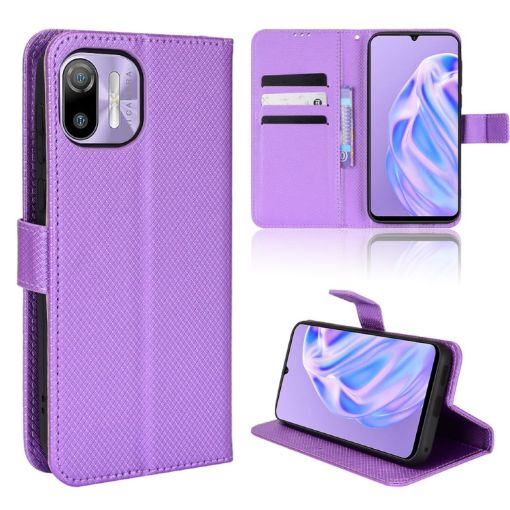Ulefone Note 6/6P Purple Diamond Texture Leather Phone Case - 1