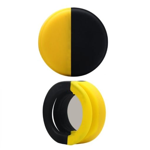 Anti-scratch Shockproof Silicone AirTag Pet Collar Case, 34x34x17.3mm, Yellow/Black - 1