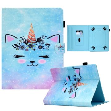 10" Tablet Case with Pen Slot - Leather Cover (Wildebeest Design) - 1
