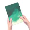 Samsung Galaxy Tab S9+ Cyan Green Watercolor Flip Leather Case - 6