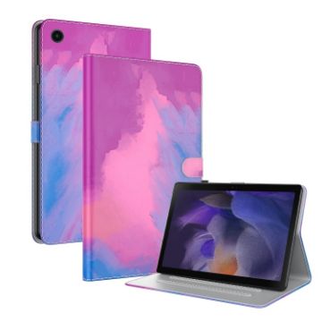 Samsung Galaxy Tab 9+ Flip Leather Case, Watercolor Pattern (Purple Red) - 1