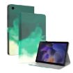 Samsung Galaxy Tab 9 Cyan Green Watercolor Flip Leather Case - 1