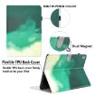 Samsung Galaxy Tab 9 Cyan Green Watercolor Flip Leather Case - 5
