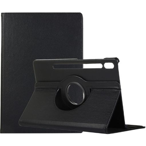 Samsung Galaxy Tab S8 Ultra 360 Rotation Leather Case (Black) - 1
