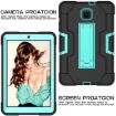 Galaxy Tab A 8.0 (2018) T387 Black/Aqua Silicone + PC Case with Holder - 6
