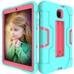 Galaxy Tab A 8.0 (2018) T387 Case - Aqua/Rose Red Silicone + PC Holder - 3
