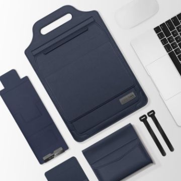 13" Blue Multifunctional Mouse Pad Stand & Handheld Laptop Bag - 1