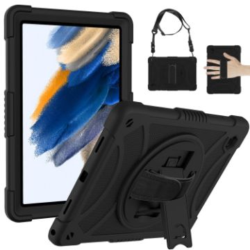 Samsung Galaxy Tab A8 10.5 2021 Black Rotary Silicone PC Case - 1