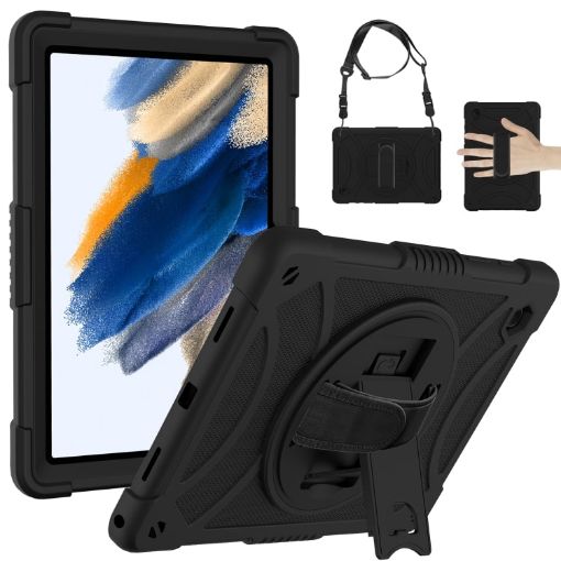 Samsung Galaxy Tab A8 10.5 2021 Black Rotary Silicone PC Case - 1