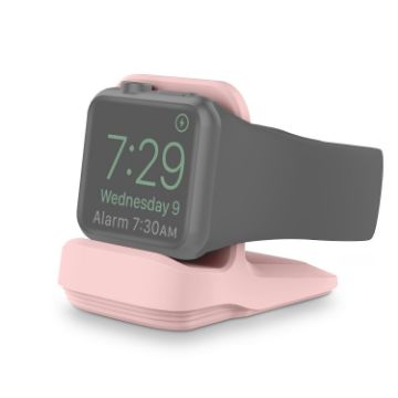 Pink Silicone Charging Holder for Apple Watch - Secure & Stylish Stand - 1