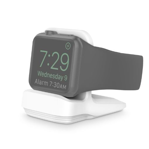 White Silicone Charging Holder for Apple Watch - Secure & Stylish Stand - 1