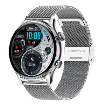 HK8Pro Smart Watch, 1.36" AMOLED, Steel Strap, NFC, Blood Oxygen, Silver - 1