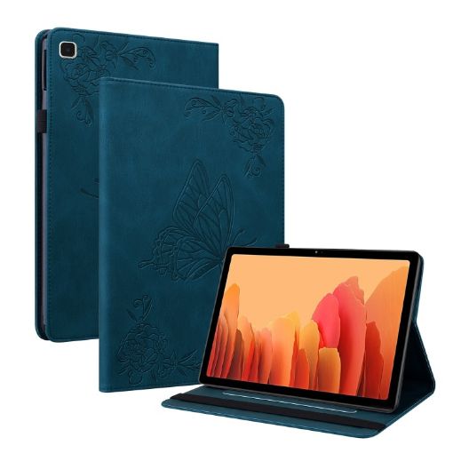 Samsung Galaxy Tab A7 10.4 2020 Butterfly Flower Leather Case Blue - 1