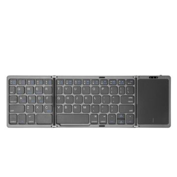 Foldable Bluetooth Keyboard with Touchpad, Rechargeable, Grey - B089T - 1