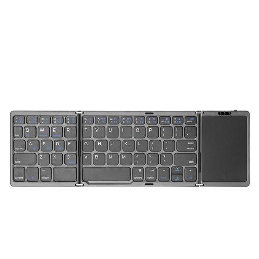 Foldable Bluetooth Keyboard with Touchpad, Rechargeable, Grey - B089T - 1