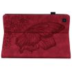 Samsung Galaxy Tab A7 T500 Red Butterfly Embossed Leather Case - 5