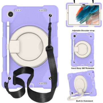 Samsung Galaxy Tab A8 10.5 2021 Purple Full Body Case with Holder & Strap - 1