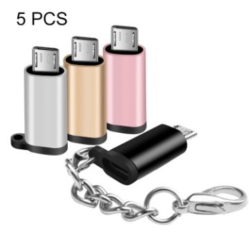 5 PCS USB-C Female to Micro USB Male Adapter - Random Color (Grey) - 1