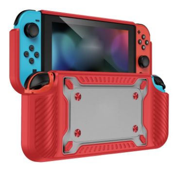 Switch OLED Gamepad Protective Case - Red TPU+PC Cover - 1