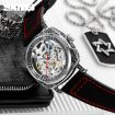 SKMEI 9271 Black Leather Strap Waterproof Mechanical Watch - 6