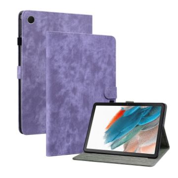 Samsung Galaxy Tab 8 10.5 Tiger Pattern Flip Leather Case Purple - 1