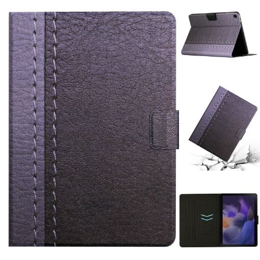 Samsung Galaxy Tab A8 Grey Smart Leather Case - Solid Color Stitching - 1