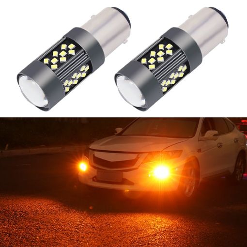 1157 12V 7W Strobe Car LED Fog Light Pair - Orange Light - 1