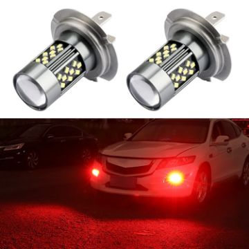 H7 12V 7W Red Strobe LED Fog Light Pair for Cars - 1