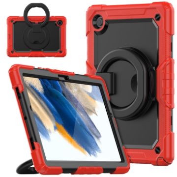 Samsung Galaxy Tab A8 Red Silicone + PC Case with Bracelet Holder - 1