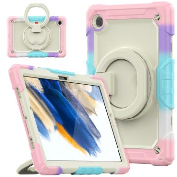 Samsung Galaxy Tab A8 Case: Pink Silicone + PC Bracelet Holder - 1