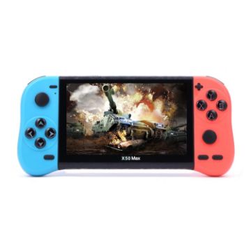 X50 Max 5.1" Handheld Game Console, 6000+ Games, Double Player, Red/Blue - 1