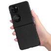 Huawei P50 Pocket Black Litchi Texture Phone Case - Plain Skin Cover - 5