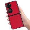 Huawei P50 Pocket Red Litchi Texture Plain Skin Phone Case - 5