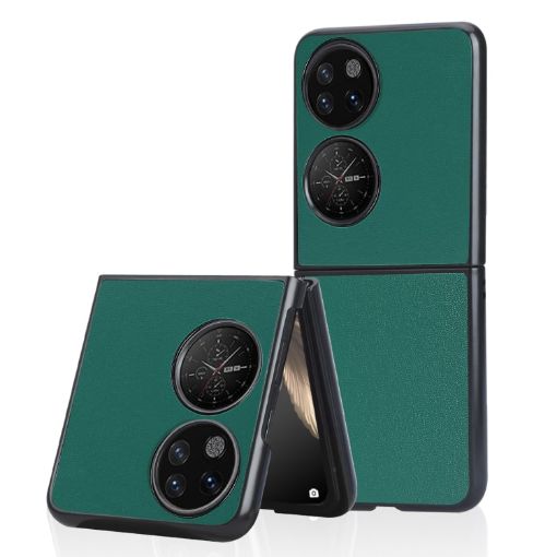 Huawei P50 Pocket Green Litchi Texture Phone Case - Plain Skin Cover - 1