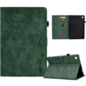Samsung Galaxy Tab A8 10.5 2021 Green Embossed Smile Leather Case - 1