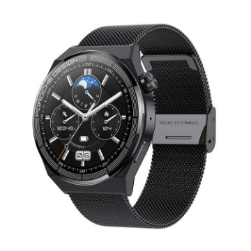 Ochstin 5HK46P Smart Watch - 1.36" Round Screen, Steel Strap, Black - 1