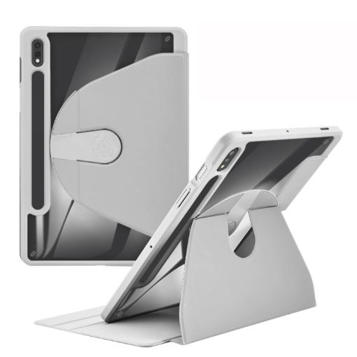 Samsung Galaxy Tab A8 10.5 2021 Grey Leather Case with 360 Holder - 1