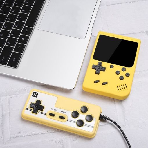 MK800 Doubles 3" Macaron Mini Handheld Console - 800 Games, Yellow - 1