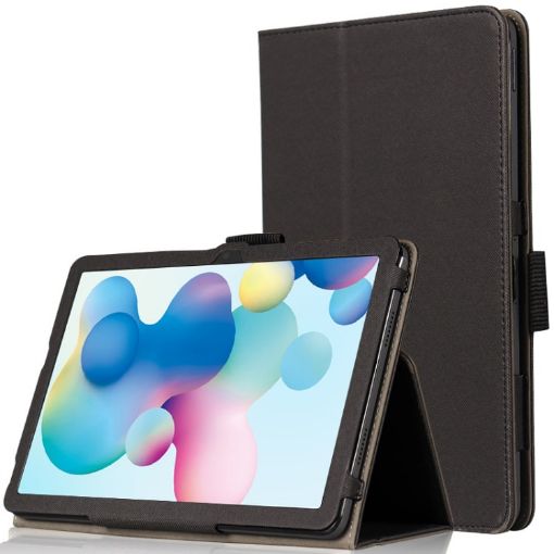 TCL NxtPaper 10s Black Leather Tablet Case with Holder - Skin Texture - 1