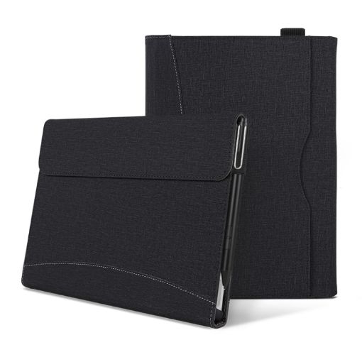Microsoft Surface Pro 8 Black Leather Tablet Case with Cloth Texture - 1