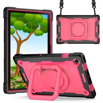 Samsung Galaxy Tab A8 10.5 2021 Silicone PC Case Black Rose Red - 1
