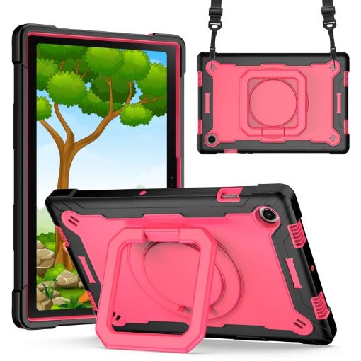 Samsung Galaxy Tab A8 10.5 2021 Silicone PC Case Black Rose Red - 1