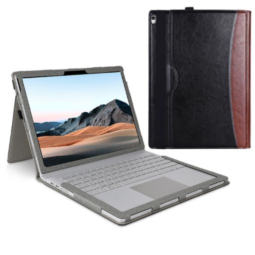 Leather Laptop Case for Microsoft Surface Book 3/2/1 13.5" - Black Brown - 1