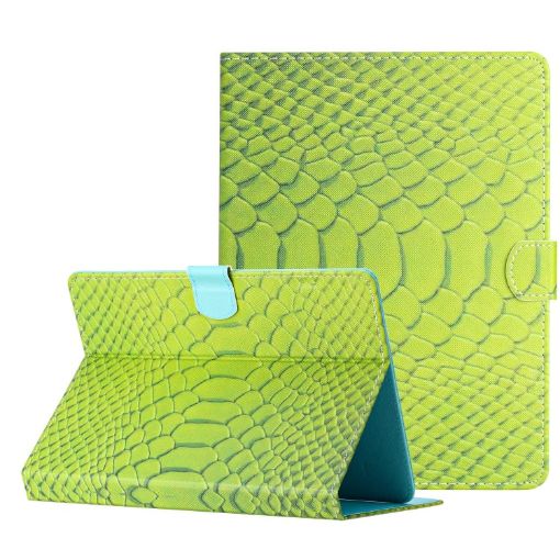 8" Tablet Case - Green Crocodile Texture Leather Cover - 1